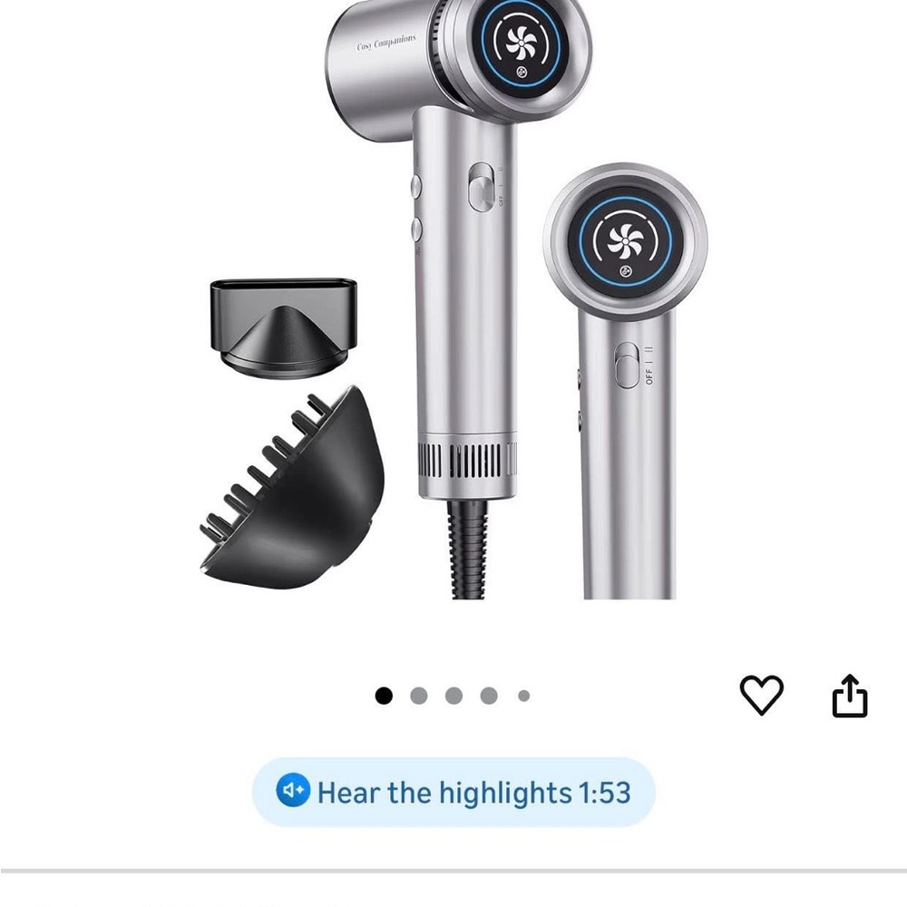 Cozy Companions Silver Hair Dryer with Attachments